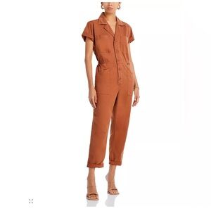 pistola Button-Front Utility Jumpsuit in Rust